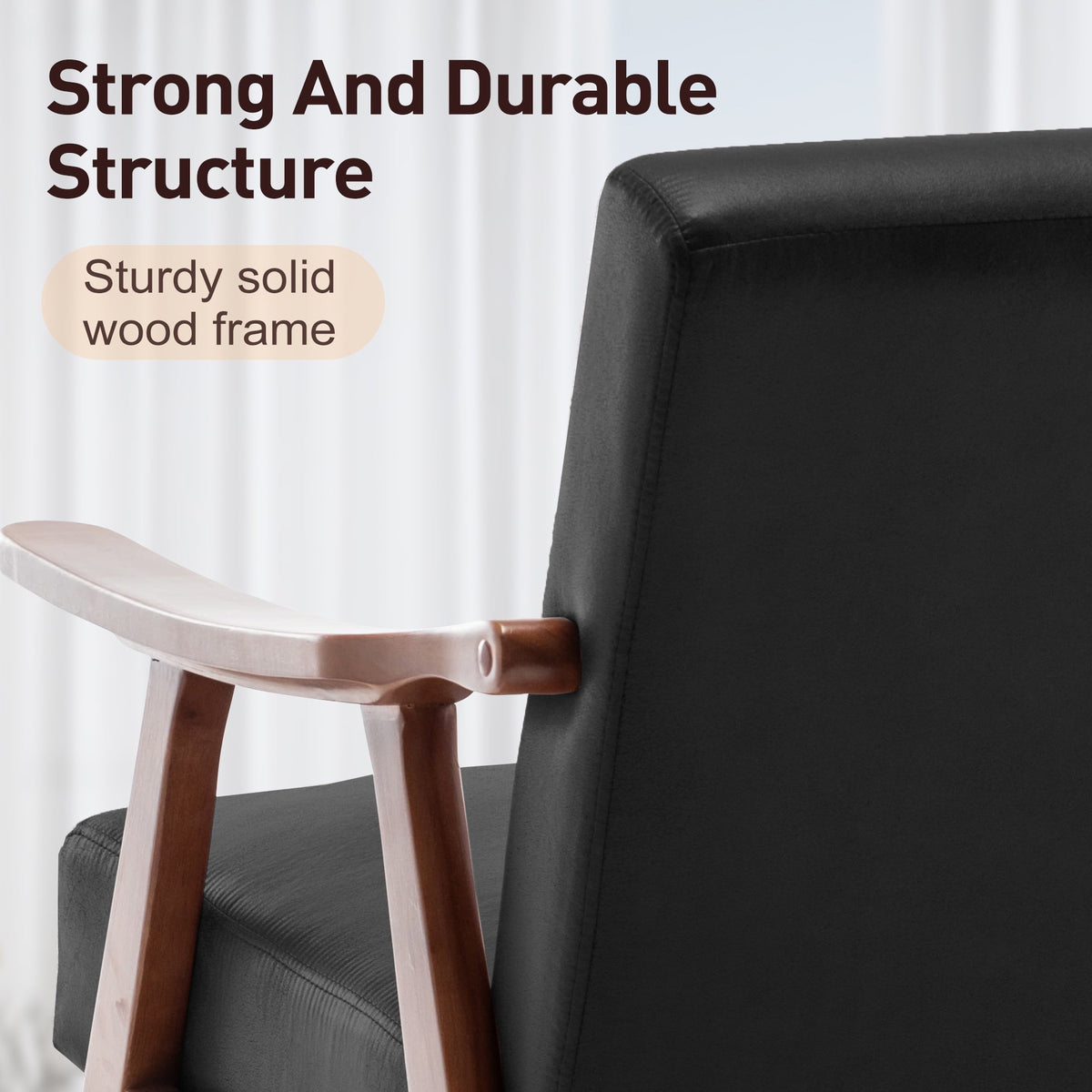 Medieval modern wing-back lounge chair(black PU) - KiKiUMi