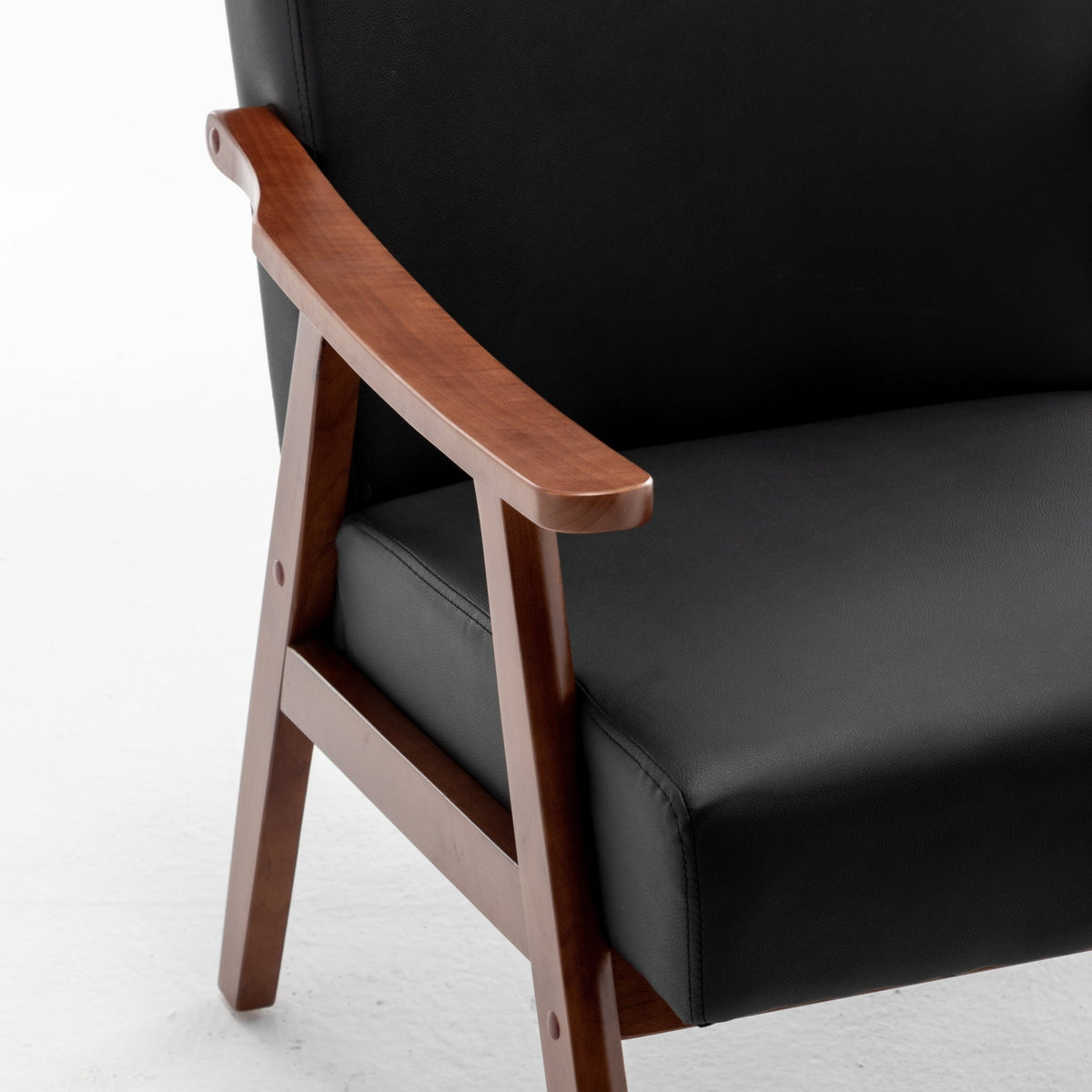 Medieval modern wing-back lounge chair(black PU) - KiKiUMi