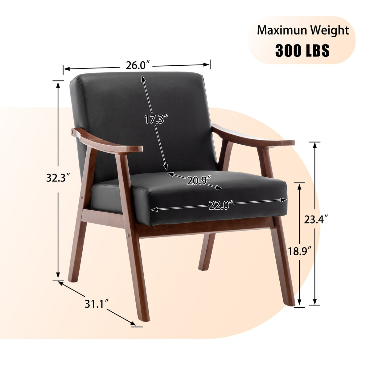 Medieval modern wing-back lounge chair(black PU) - KiKiUMi