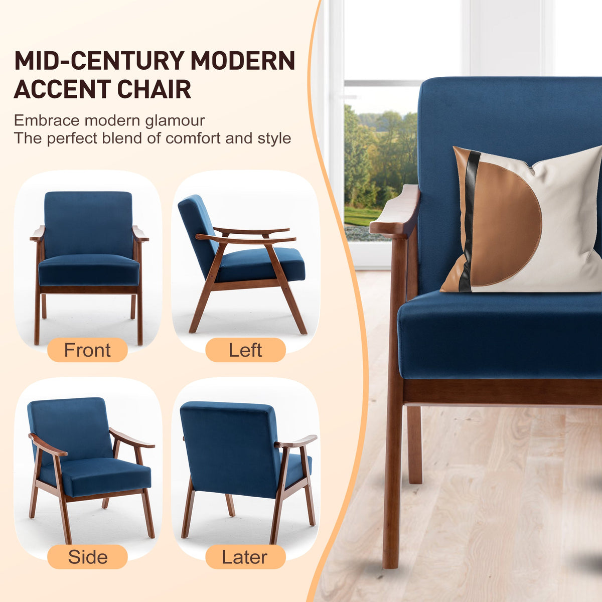 Medieval modern wing-back lounge chair(blue) - KiKiUMi