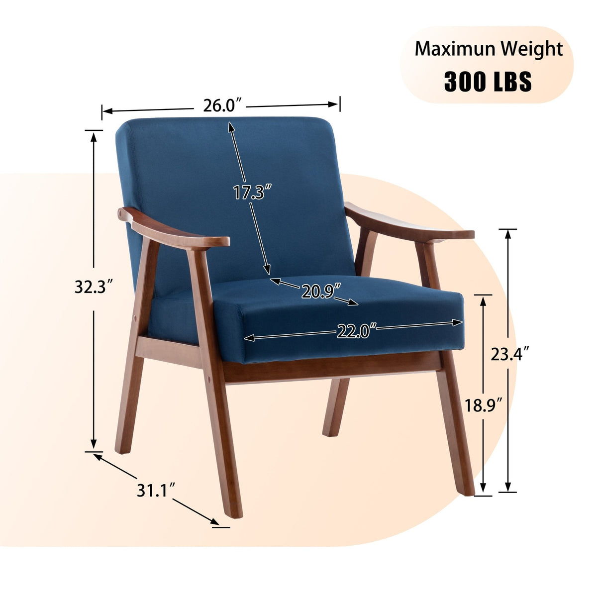 Medieval modern wing-back lounge chair(blue) - KiKiUMi