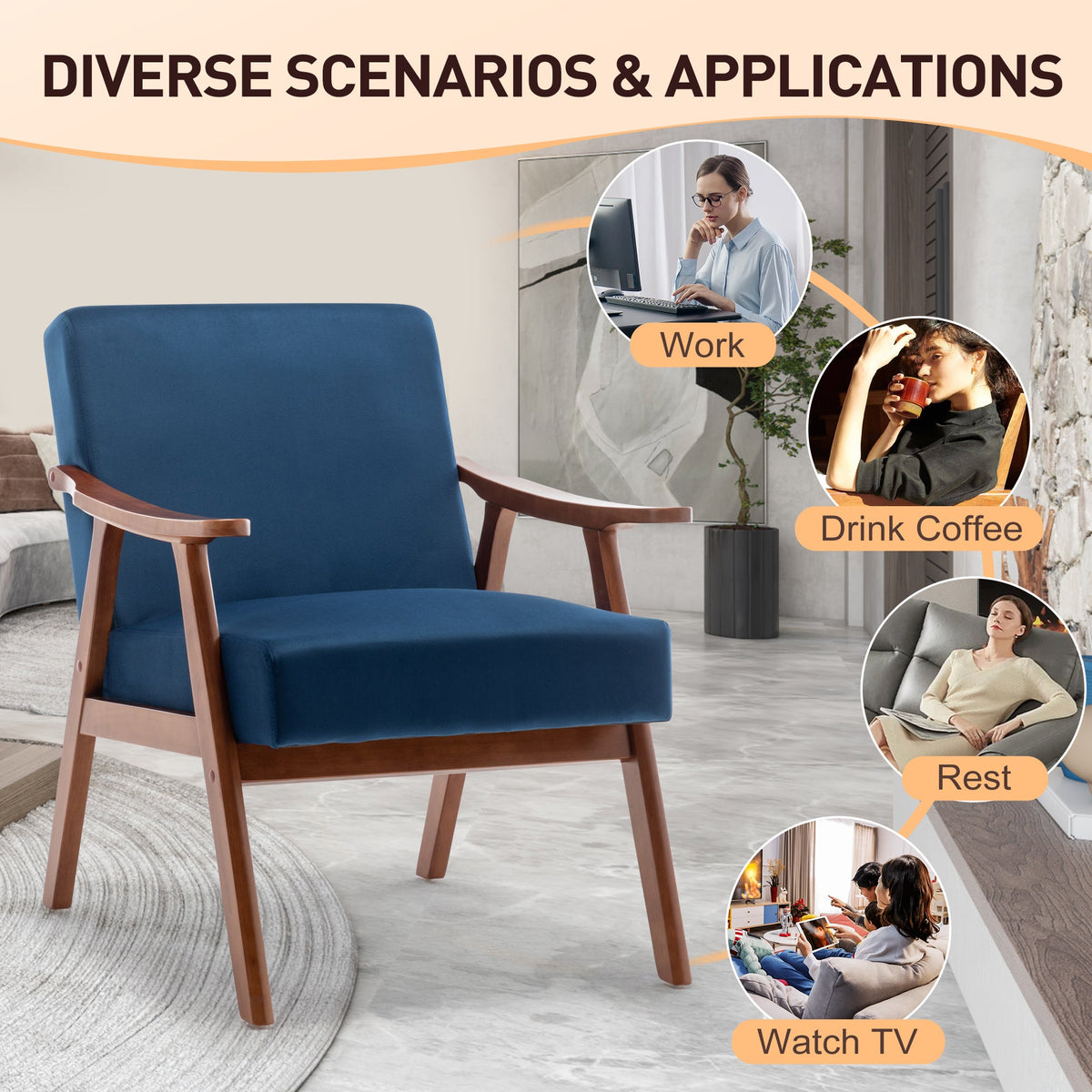 Medieval modern wing-back lounge chair(blue) - KiKiUMi