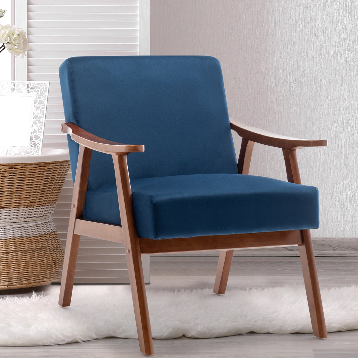 Medieval modern wing-back lounge chair(blue) - KiKiUMi