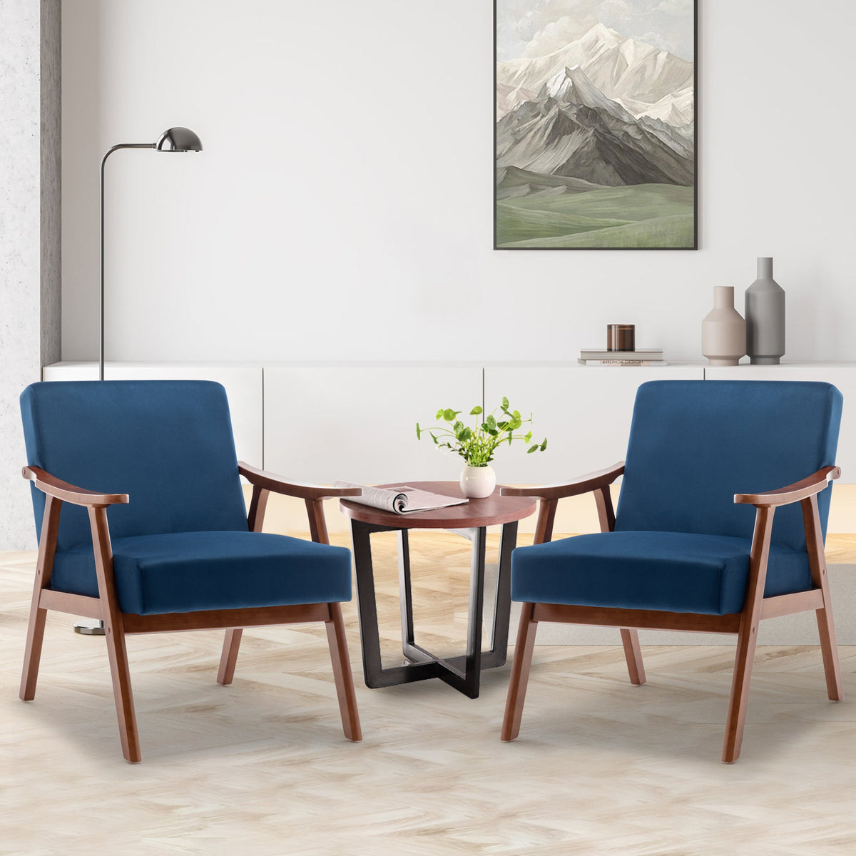 Medieval modern wing-back lounge chair(blue) - KiKiUMi