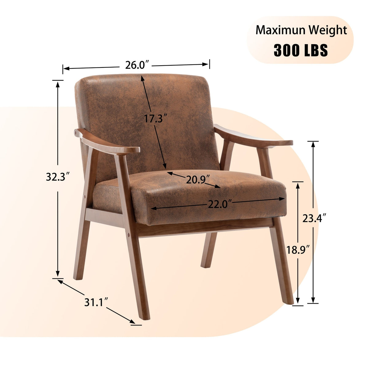 Medieval modern wing-back lounge chair(brown) - KiKiUMi