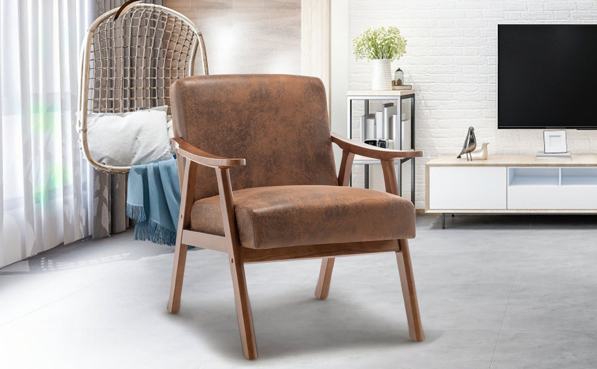 Medieval modern wing-back lounge chair(brown) - KiKiUMi