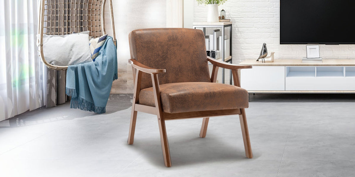 Medieval modern wing-back lounge chair(brown) - KiKiUMi