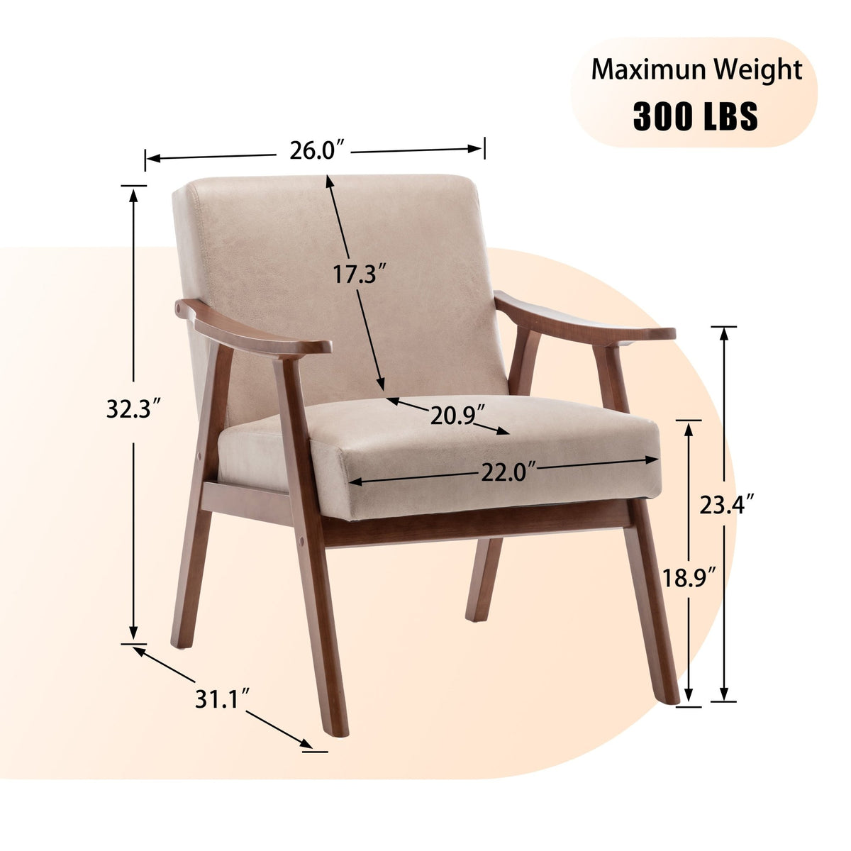 Medieval modern wing-back lounge chair(light camel) - KiKiUMi