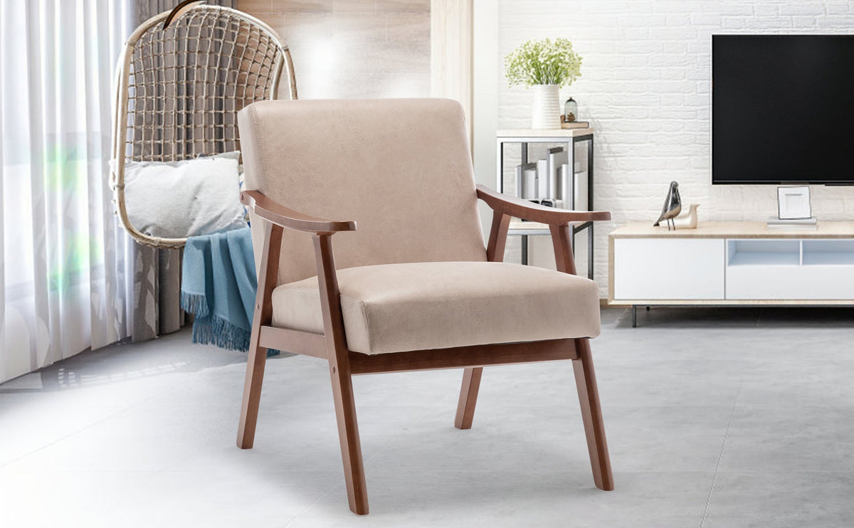 Medieval modern wing-back lounge chair(light camel) - KiKiUMi