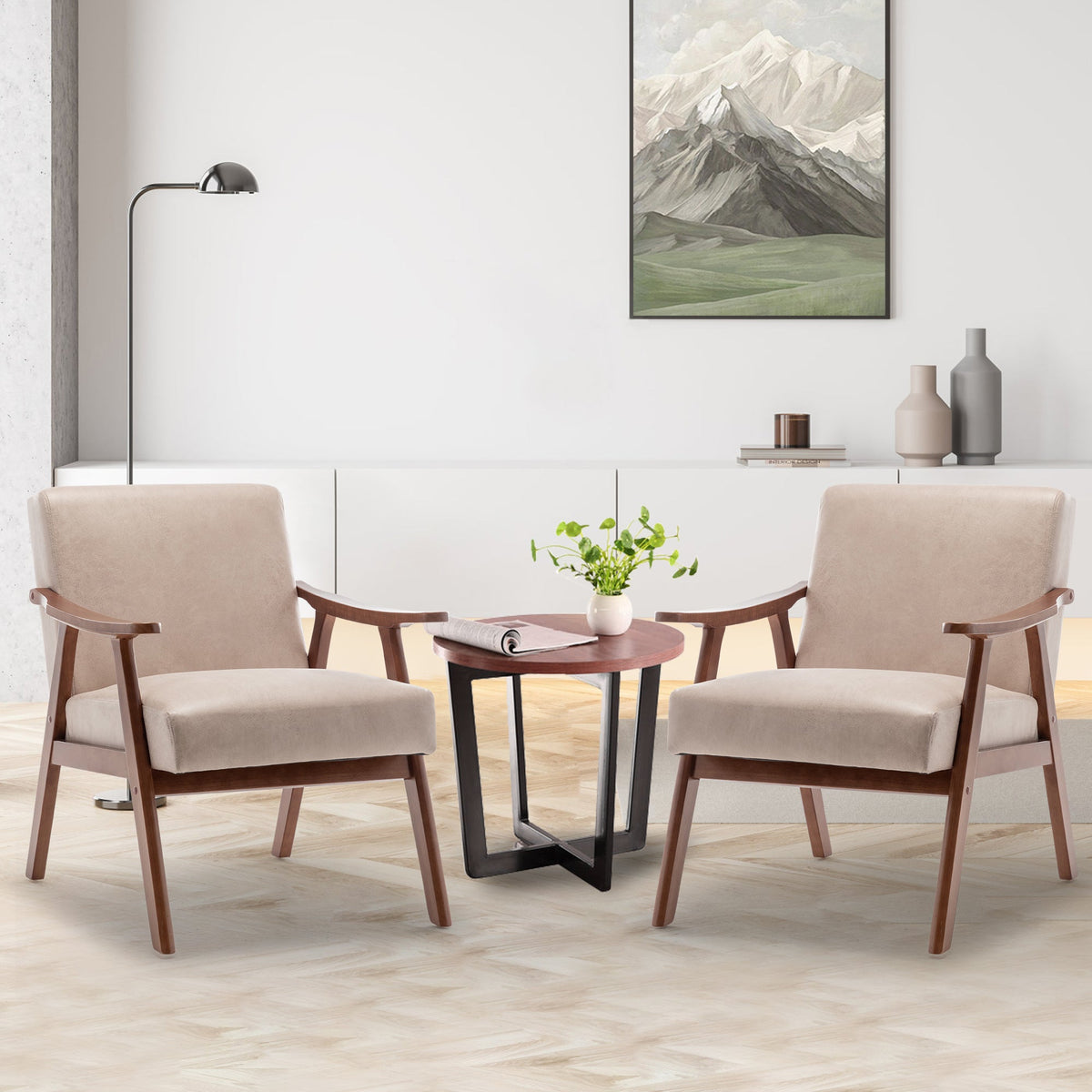 Medieval modern wing-back lounge chair(light camel) - KiKiUMi