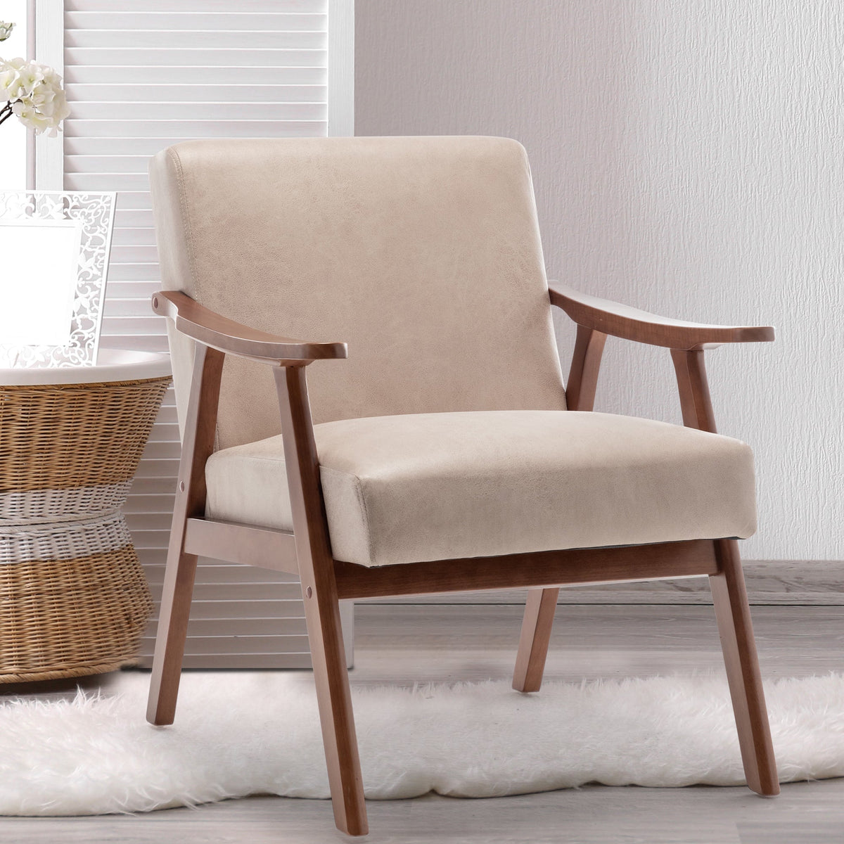 Medieval modern wing-back lounge chair(light camel) - KiKiUMi