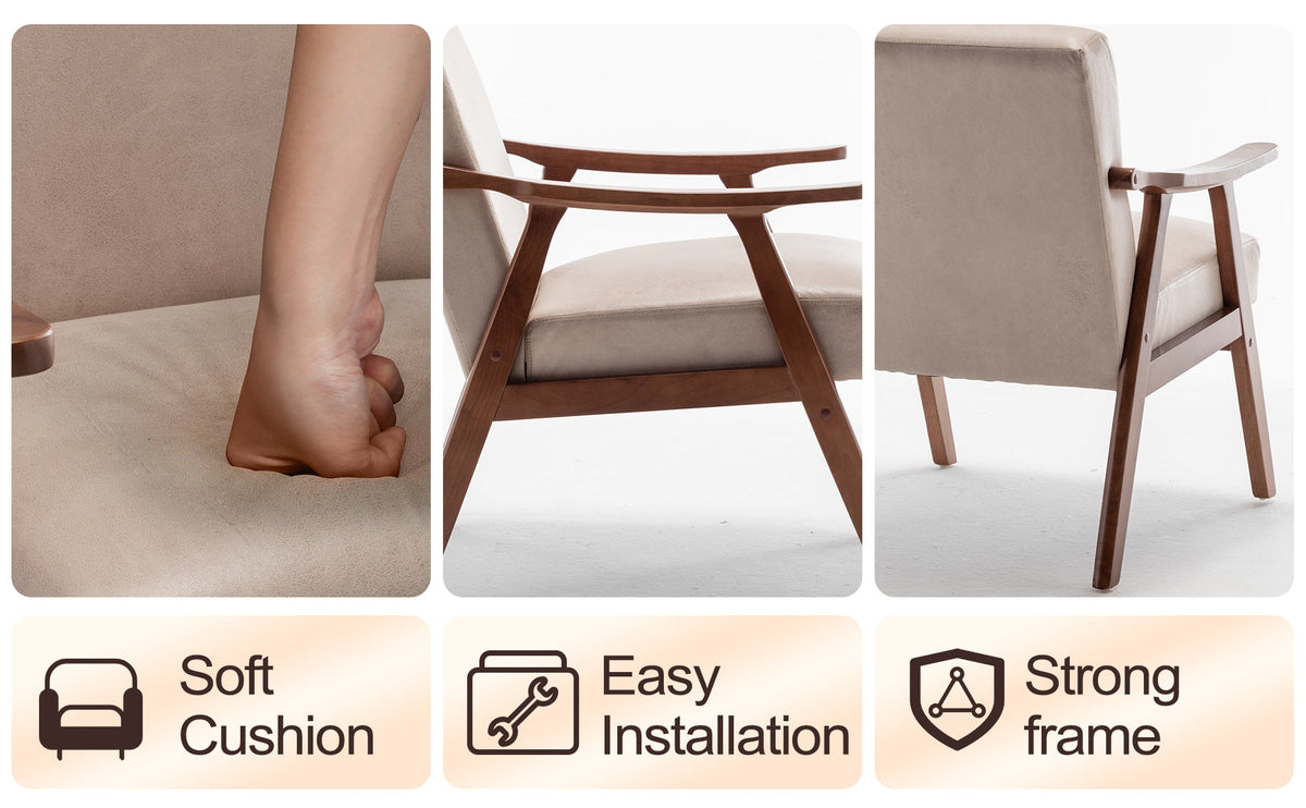 Medieval modern wing-back lounge chair(light camel) - KiKiUMi
