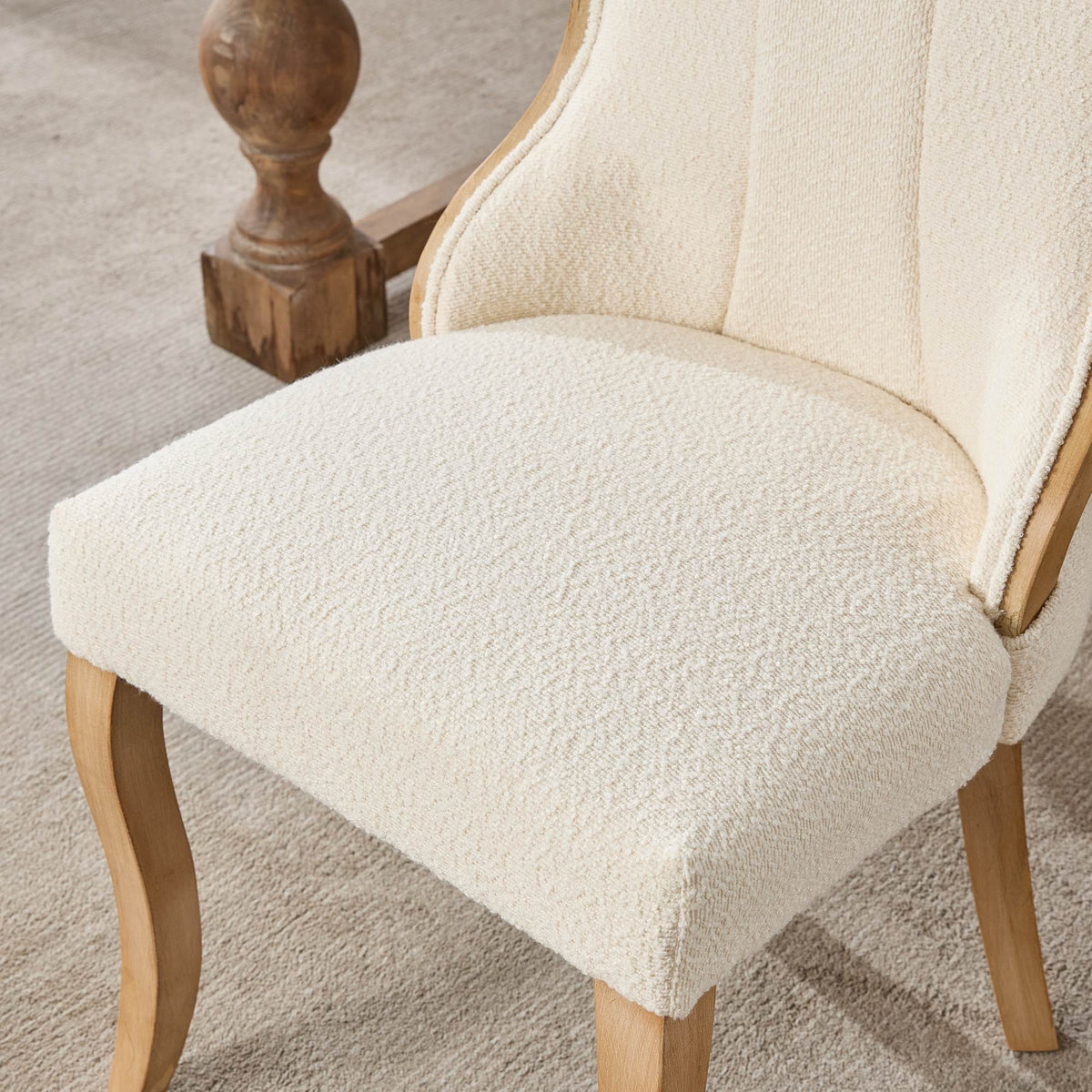 Medieval-style curved wood veneer snow velvet dining chair(gray) - KiKiUMi