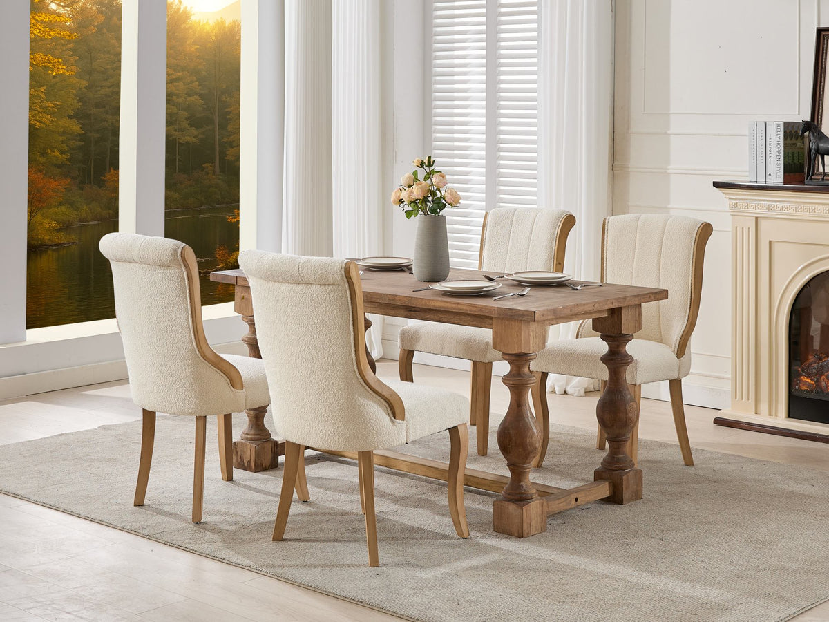 Medieval-style curved wood veneer snow velvet dining chair(gray) - KiKiUMi