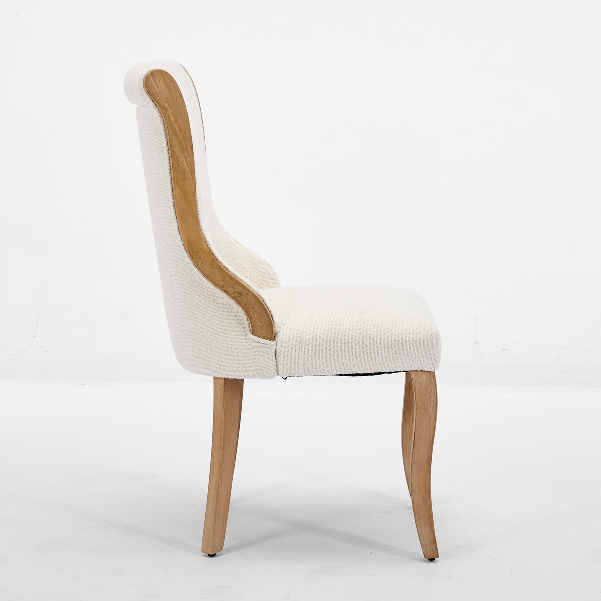 Medieval-style curved wood veneer snow velvet dining chair(gray) - KiKiUMi