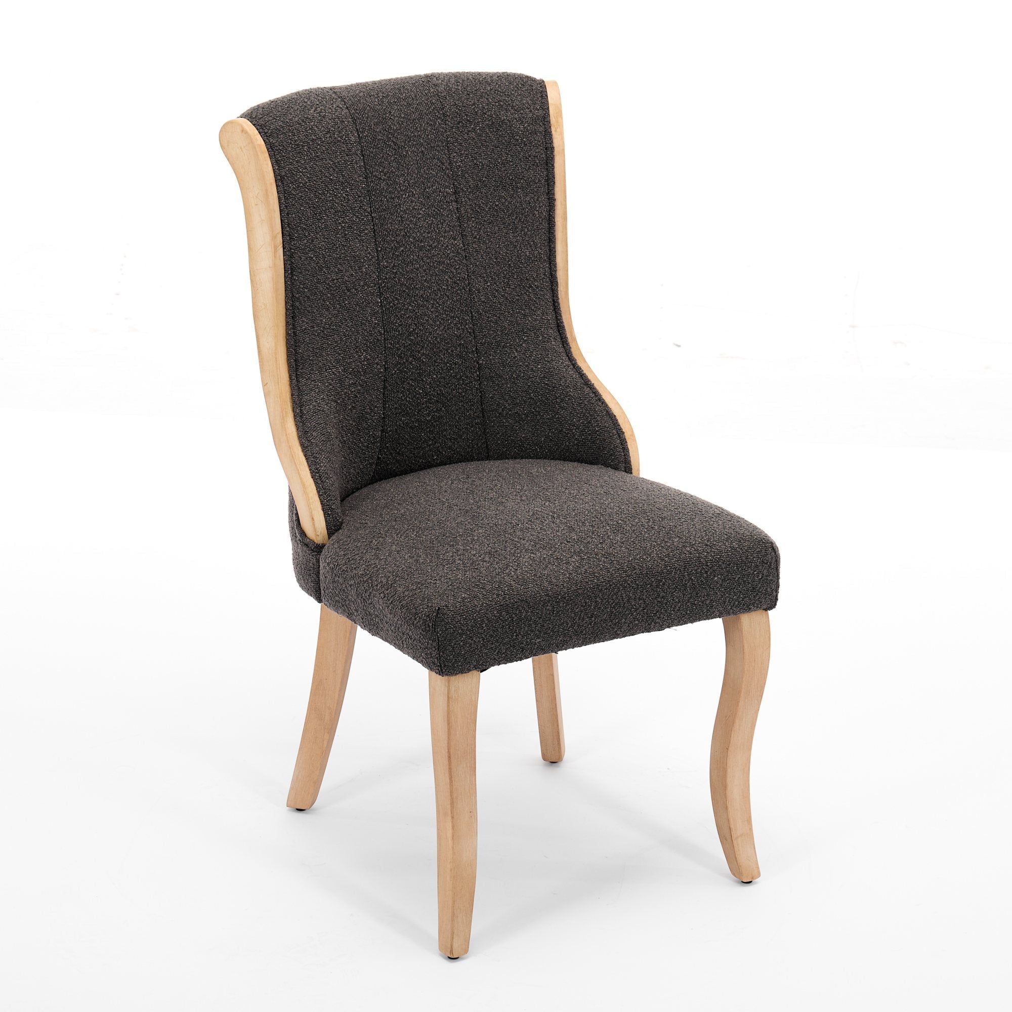 Medieval-style curved wood veneer snow velvet dining chair(gray) - KiKiUMi
