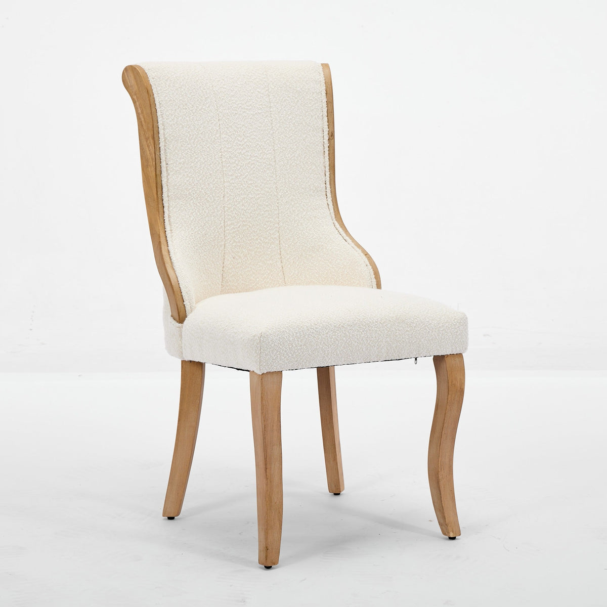 Medieval-style curved wood veneer snow velvet dining chair(gray) - KiKiUMi