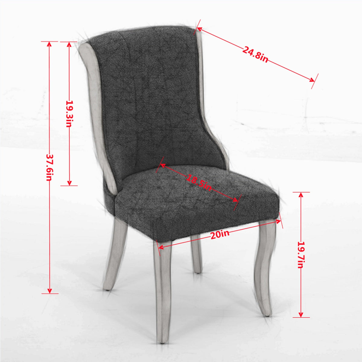 Medieval-style curved wood veneer snow velvet dining chair(gray) - KiKiUMi