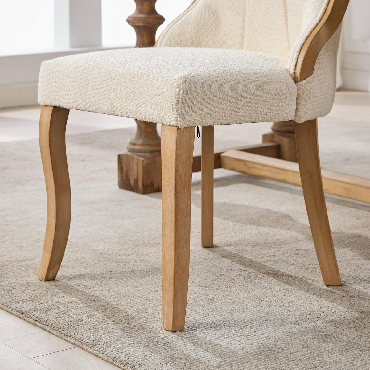 Medieval-style curved wood veneer snow velvet dining chair(gray) - KiKiUMi
