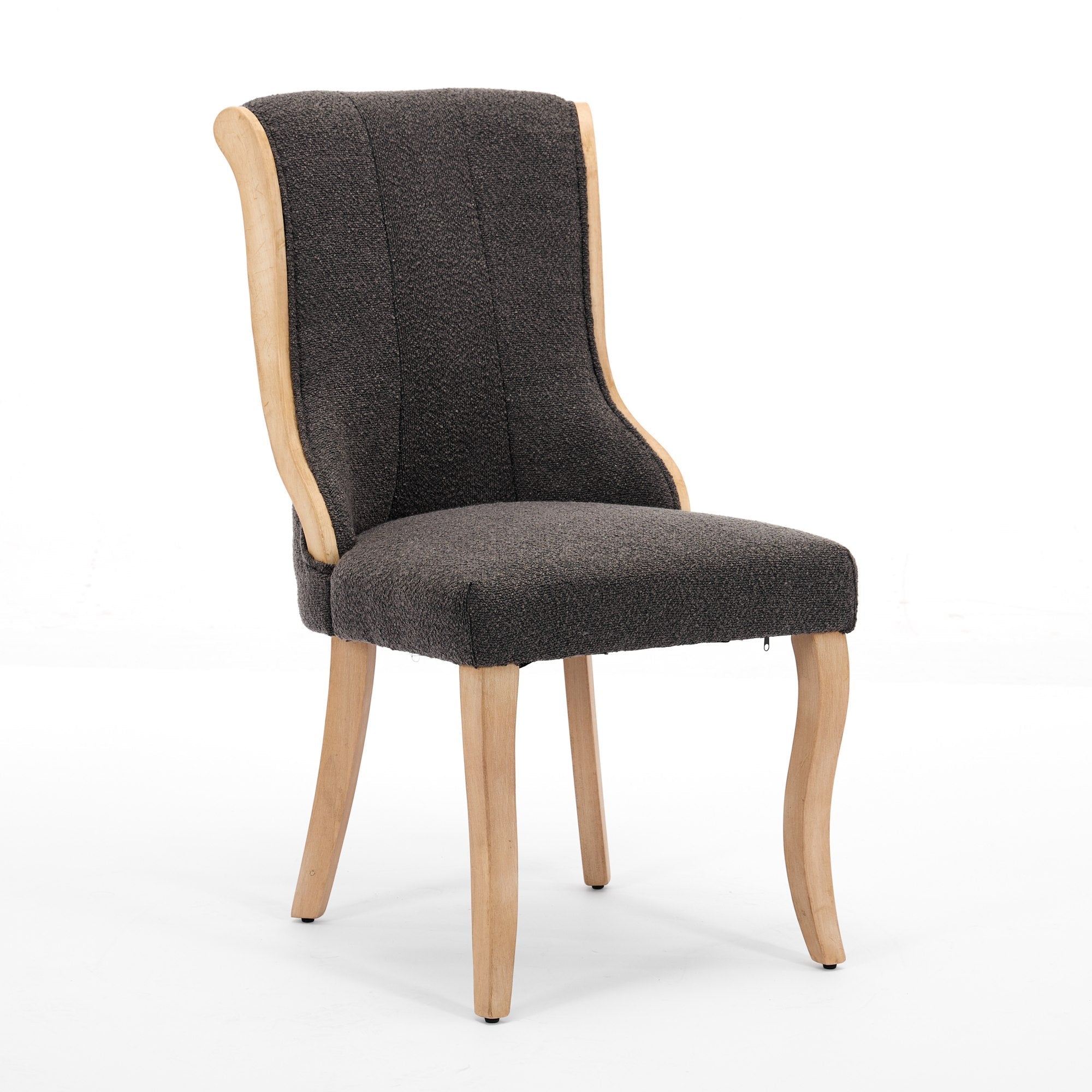 Medieval-style curved wood veneer snow velvet dining chair(gray) - KiKiUMi