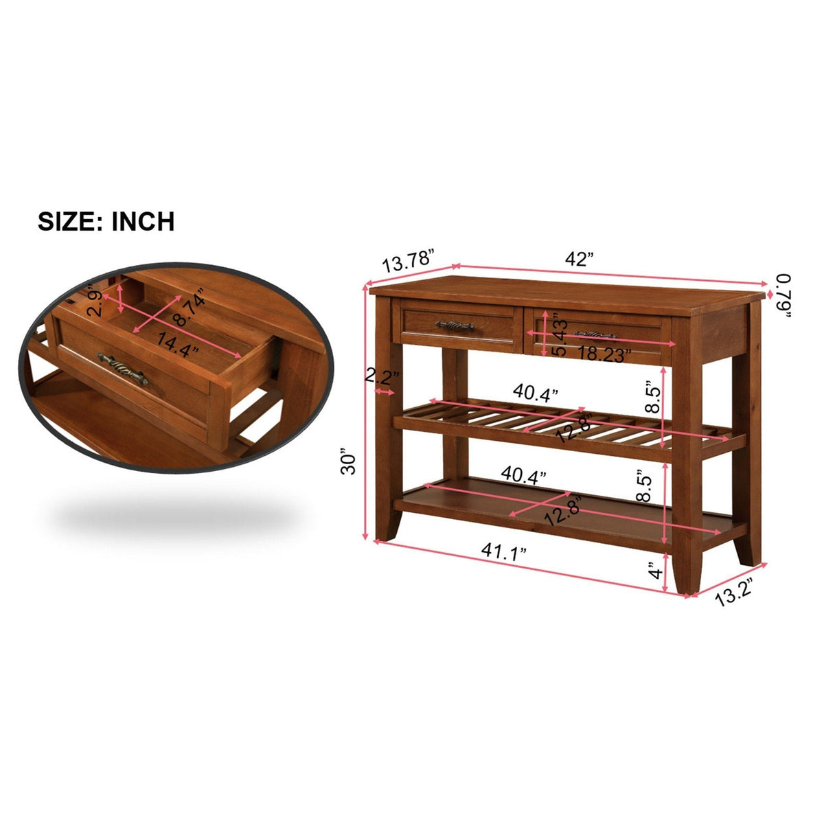Medieval-style solid wood console sofa table(brown) - KiKiUMi