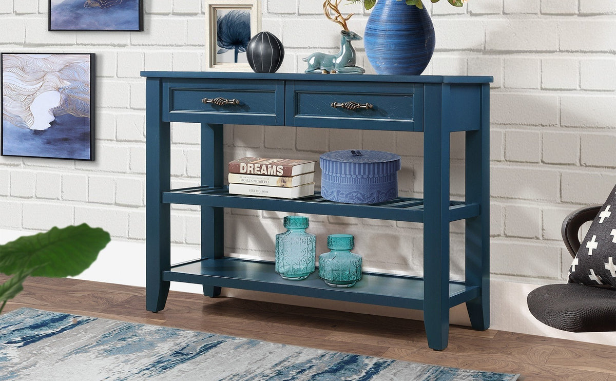 Medieval-style solid wood console sofa table(navy blue) - KiKiUMi