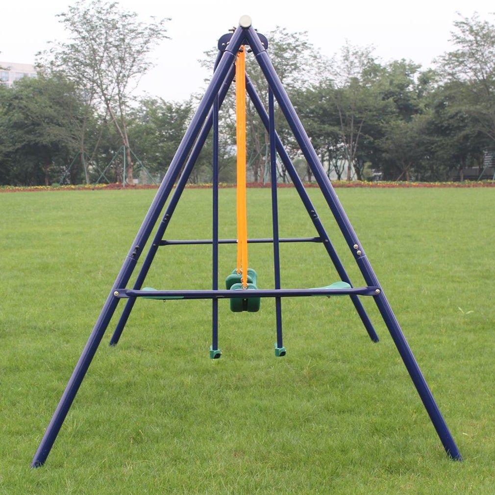 Metal Swing Set Outdoor with Glider for Kids, Toddlers, Children - KiKiUMi
