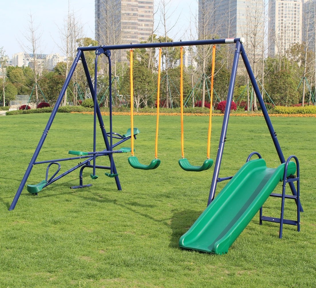 Metal Swing Set w/ Slide - KiKiUMi