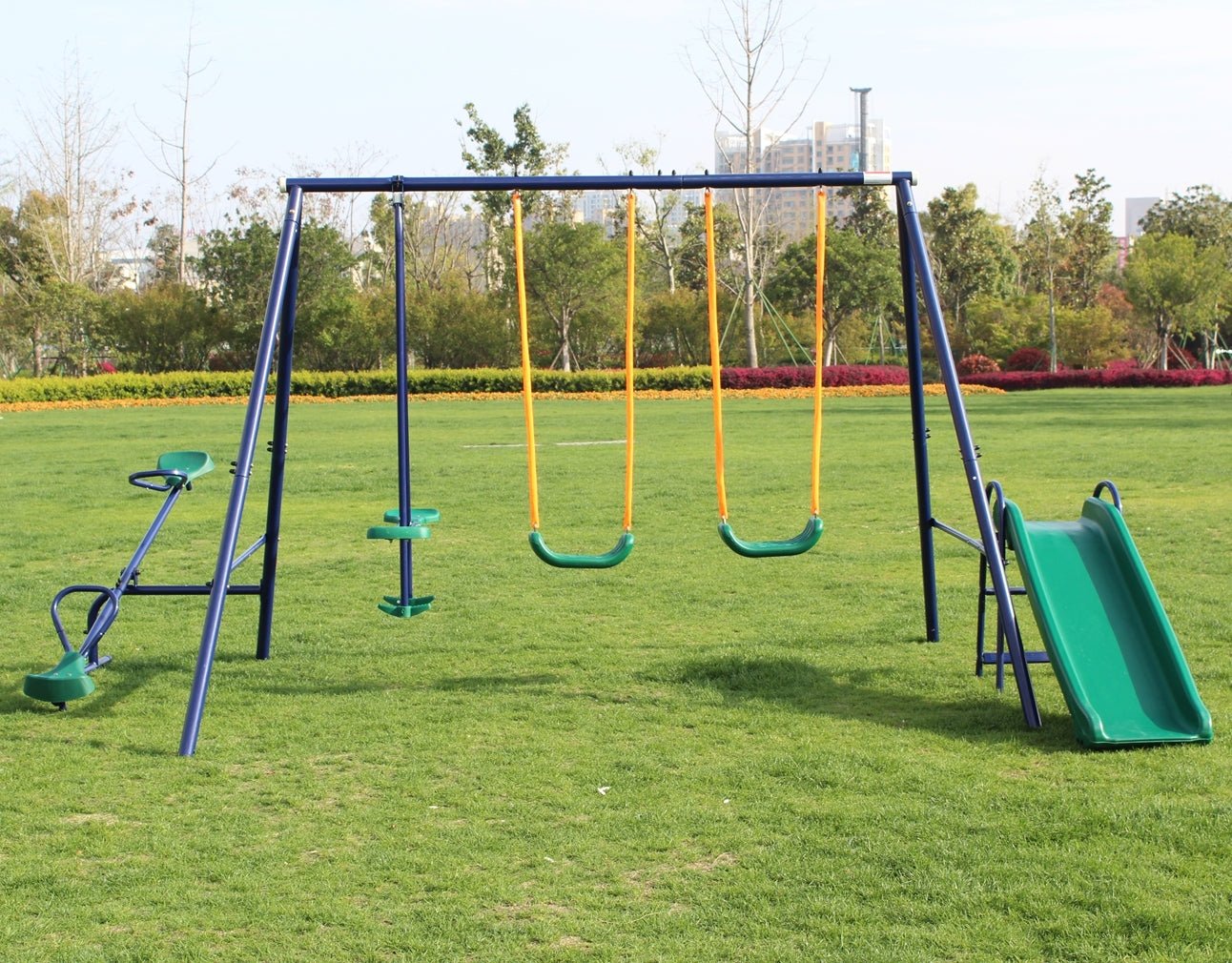Metal Swing Set w/ Slide - KiKiUMi