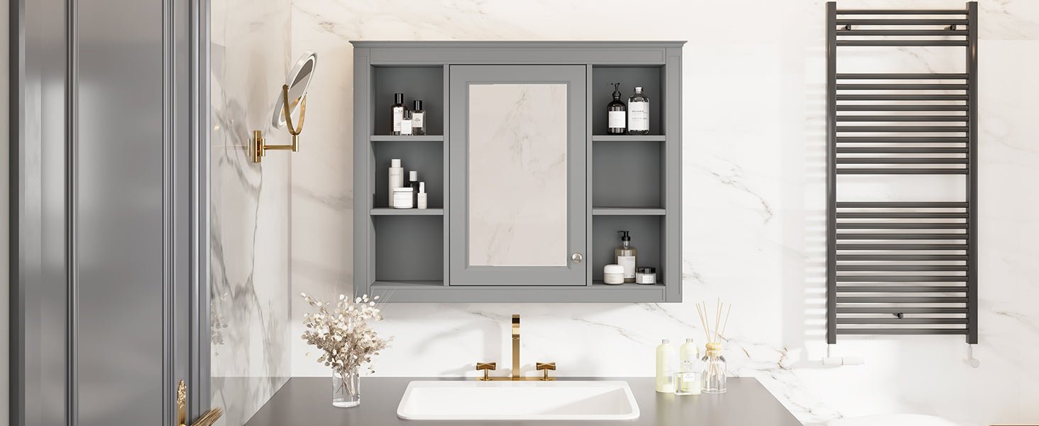 modern bathroom wall cabinet with a mirror of 35 "x 27.5" - KiKiUMi