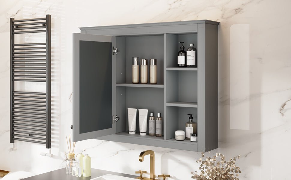 modern bathroom wall cabinet with a mirror of 35 "x 27.5" - KiKiUMi
