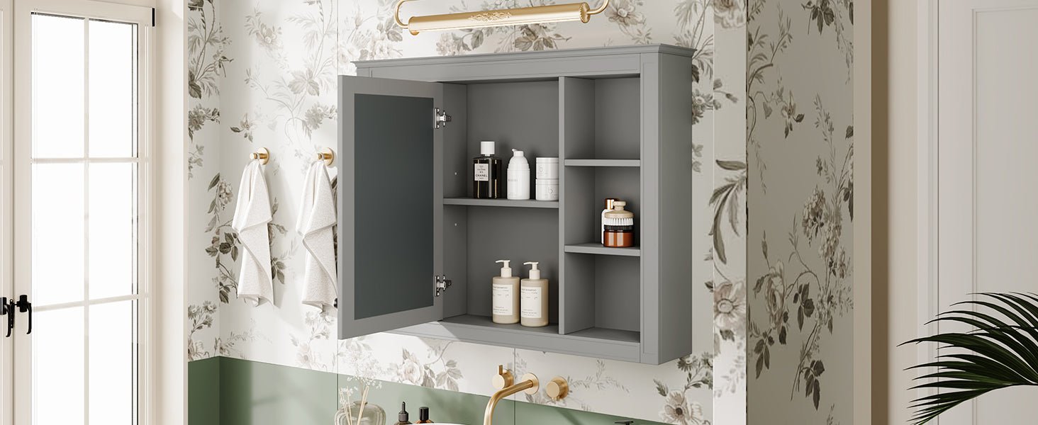 modern bathroom wall cabinet with a mirror of 35 "x 27.5" - KiKiUMi
