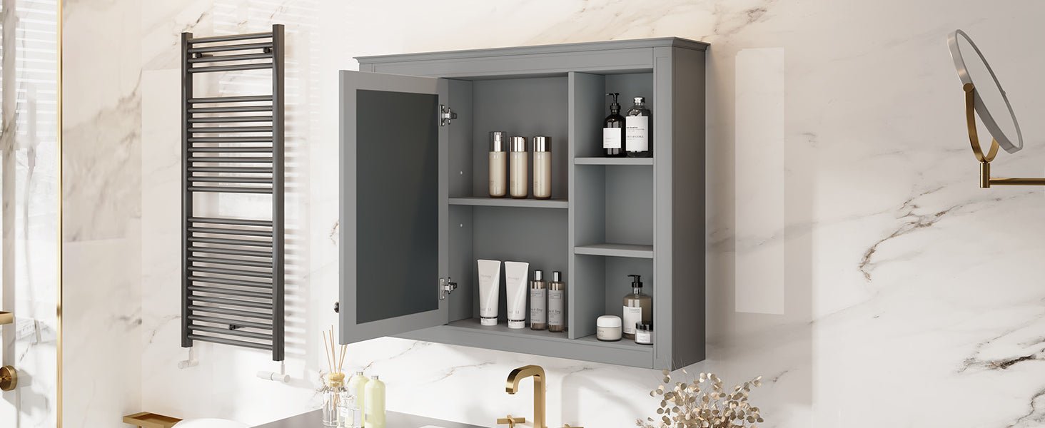 modern bathroom wall cabinet with a mirror of 35 "x 27.5" - KiKiUMi