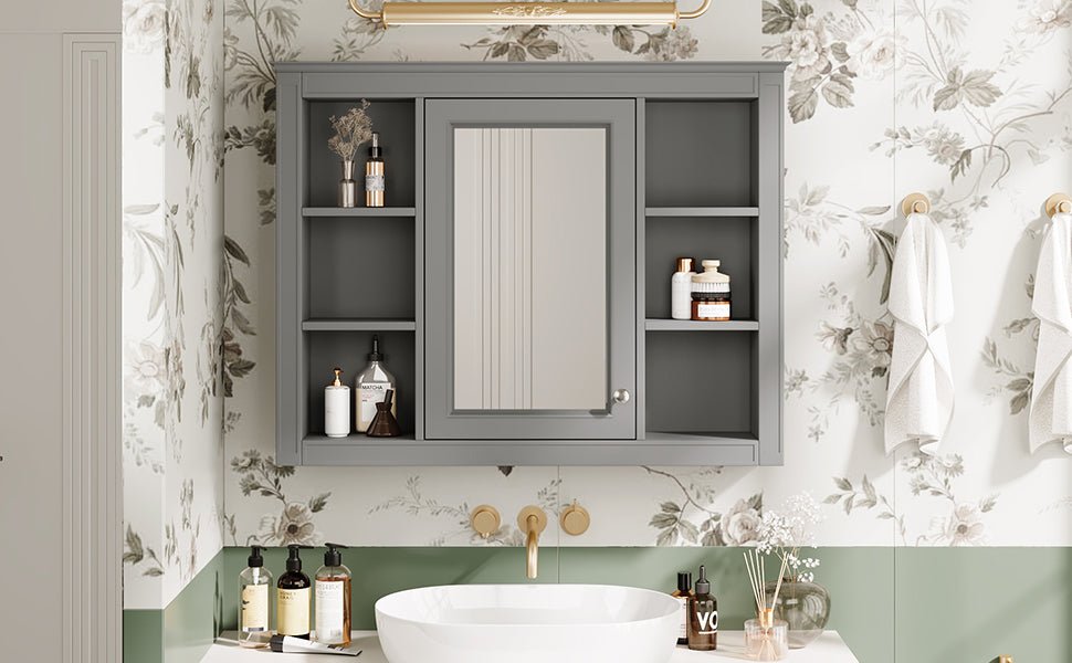 modern bathroom wall cabinet with a mirror of 35 "x 27.5" - KiKiUMi