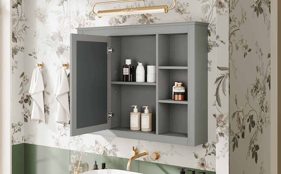 modern bathroom wall cabinet with a mirror of 35 "x 27.5" - KiKiUMi