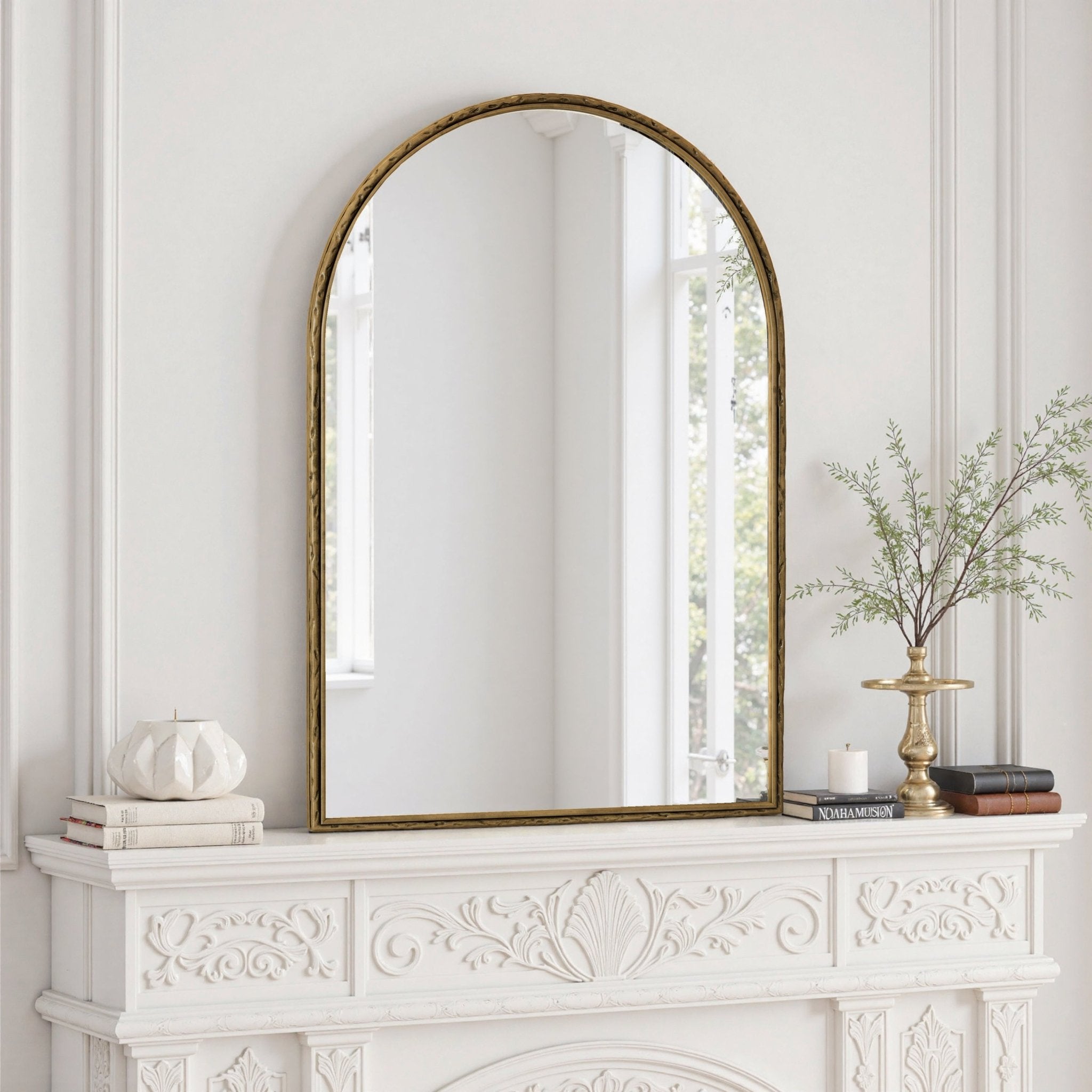Modern Bohemian - style golden shatterproof glass arched mirror - KiKiUMi