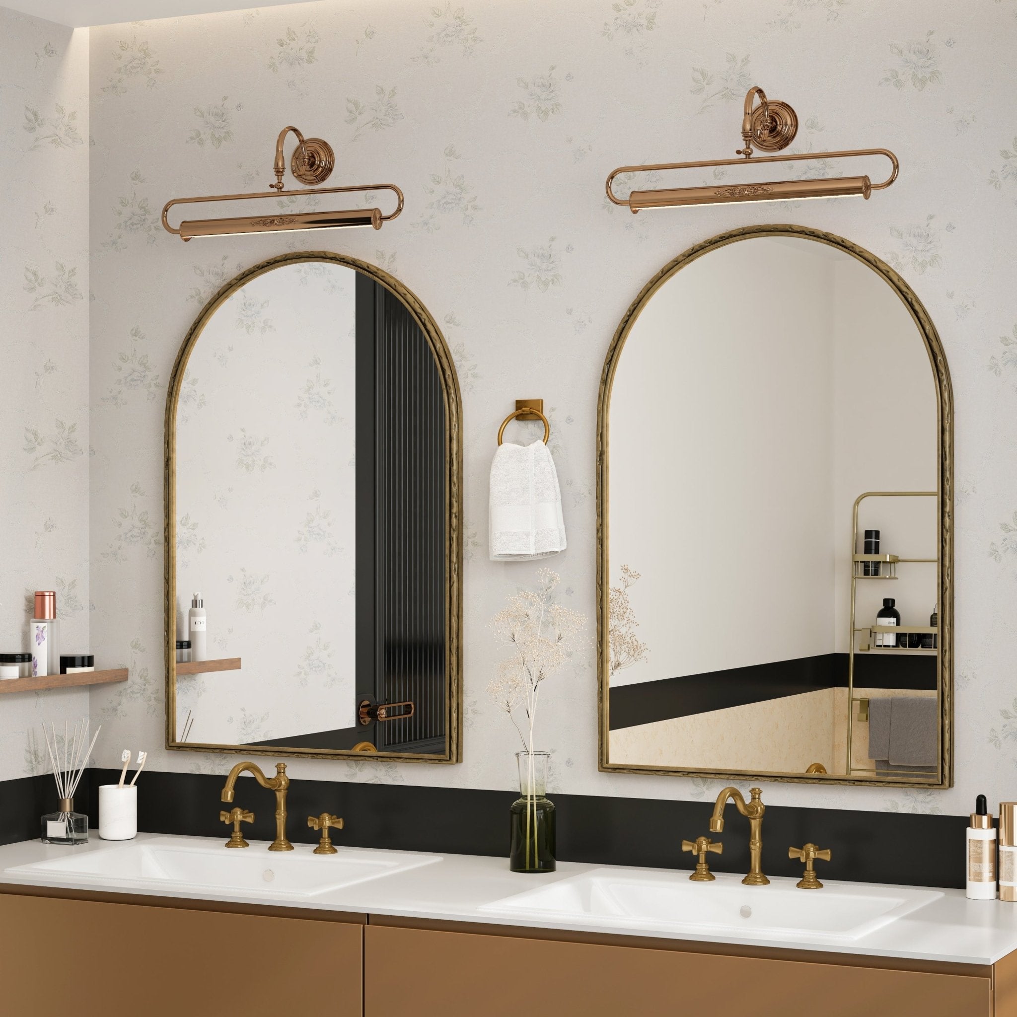 Modern Bohemian - style golden shatterproof glass arched mirror - KiKiUMi