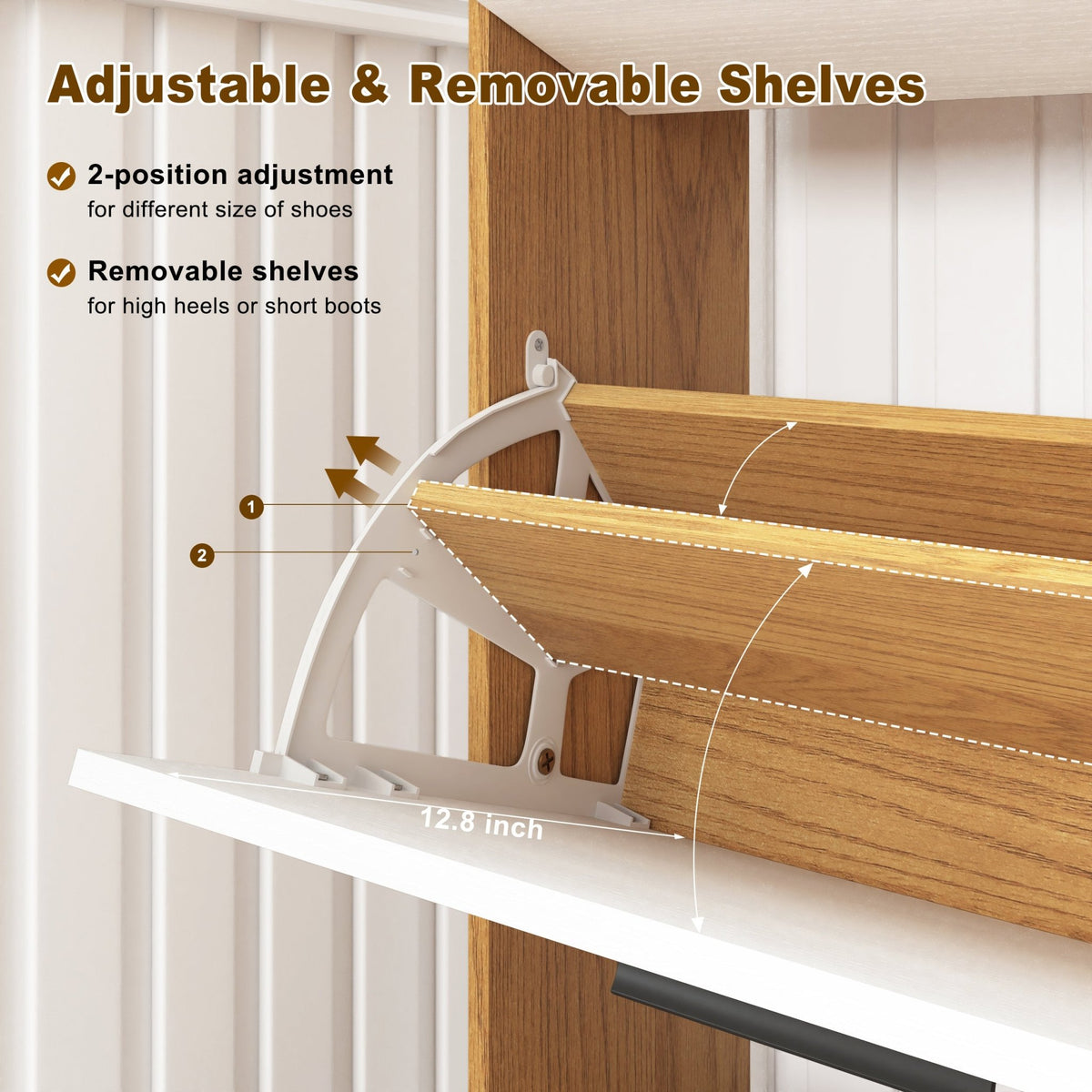 Modern independent shoe storage cabinet with 3 flip drawers (natural ) - KiKiUMi