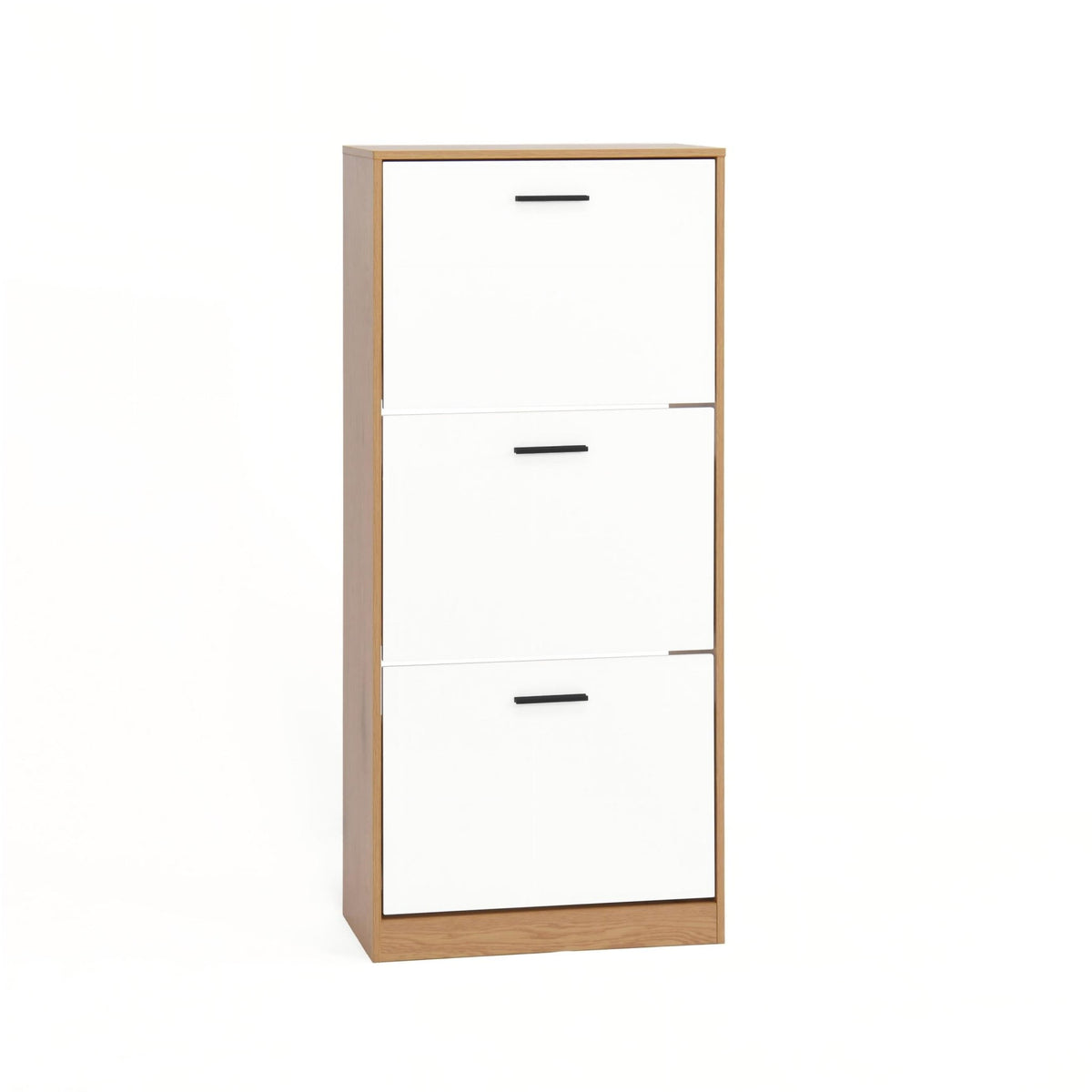 Modern independent shoe storage cabinet with 3 flip drawers (natural ) - KiKiUMi