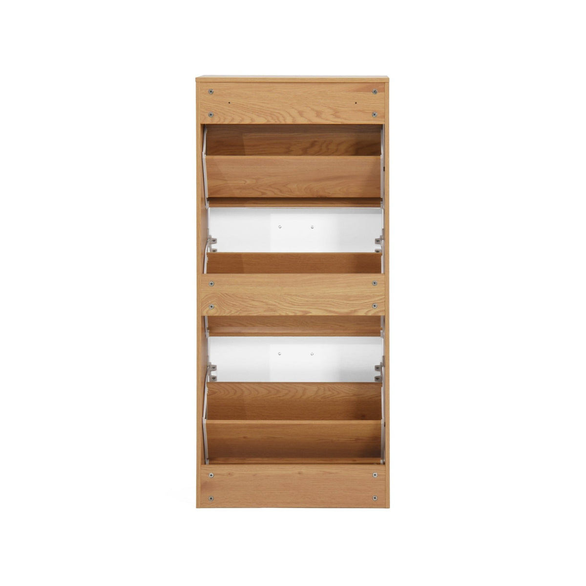 Modern independent shoe storage cabinet with 3 flip drawers (natural ) - KiKiUMi