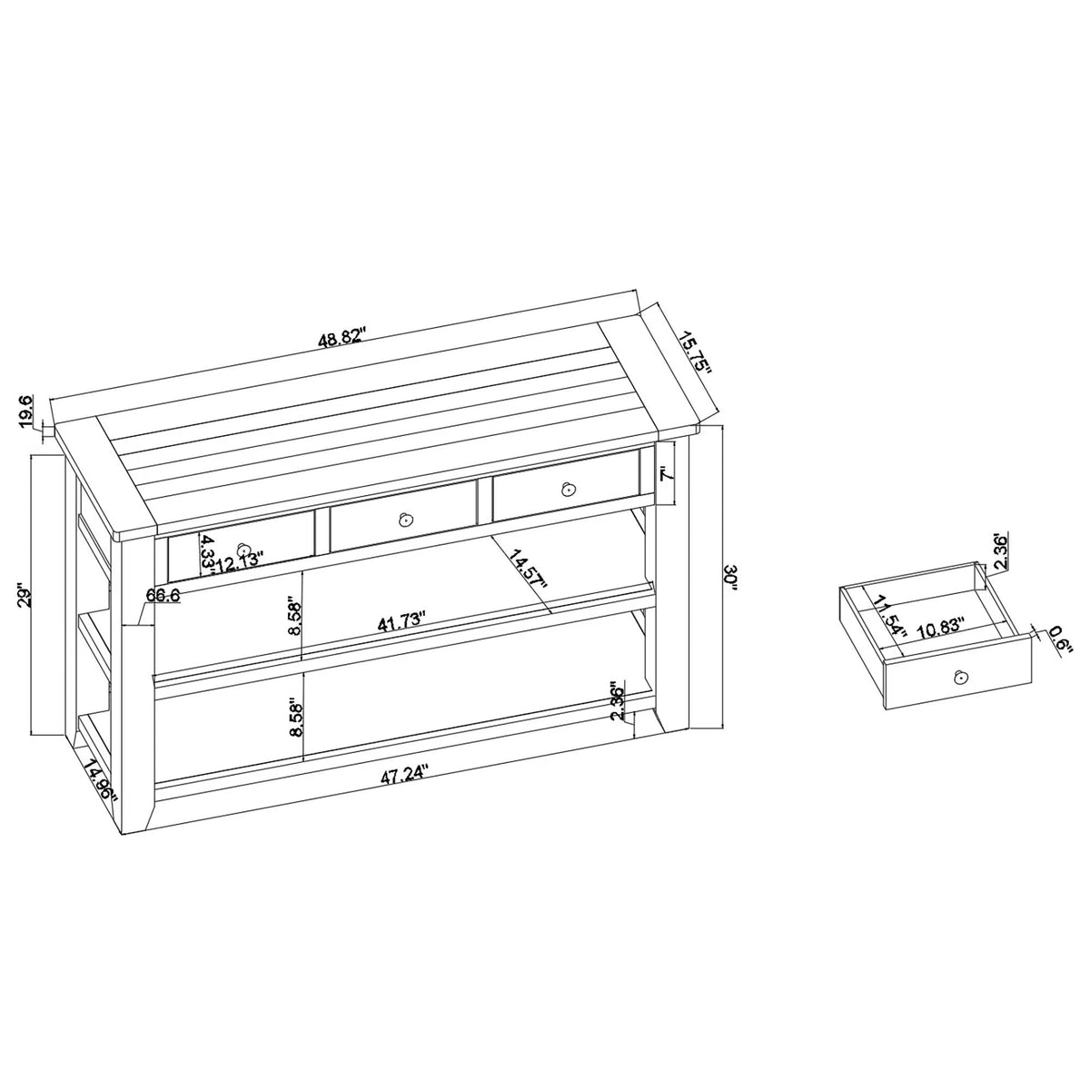 Modern solid pine top control console table(blue) - KiKiUMi