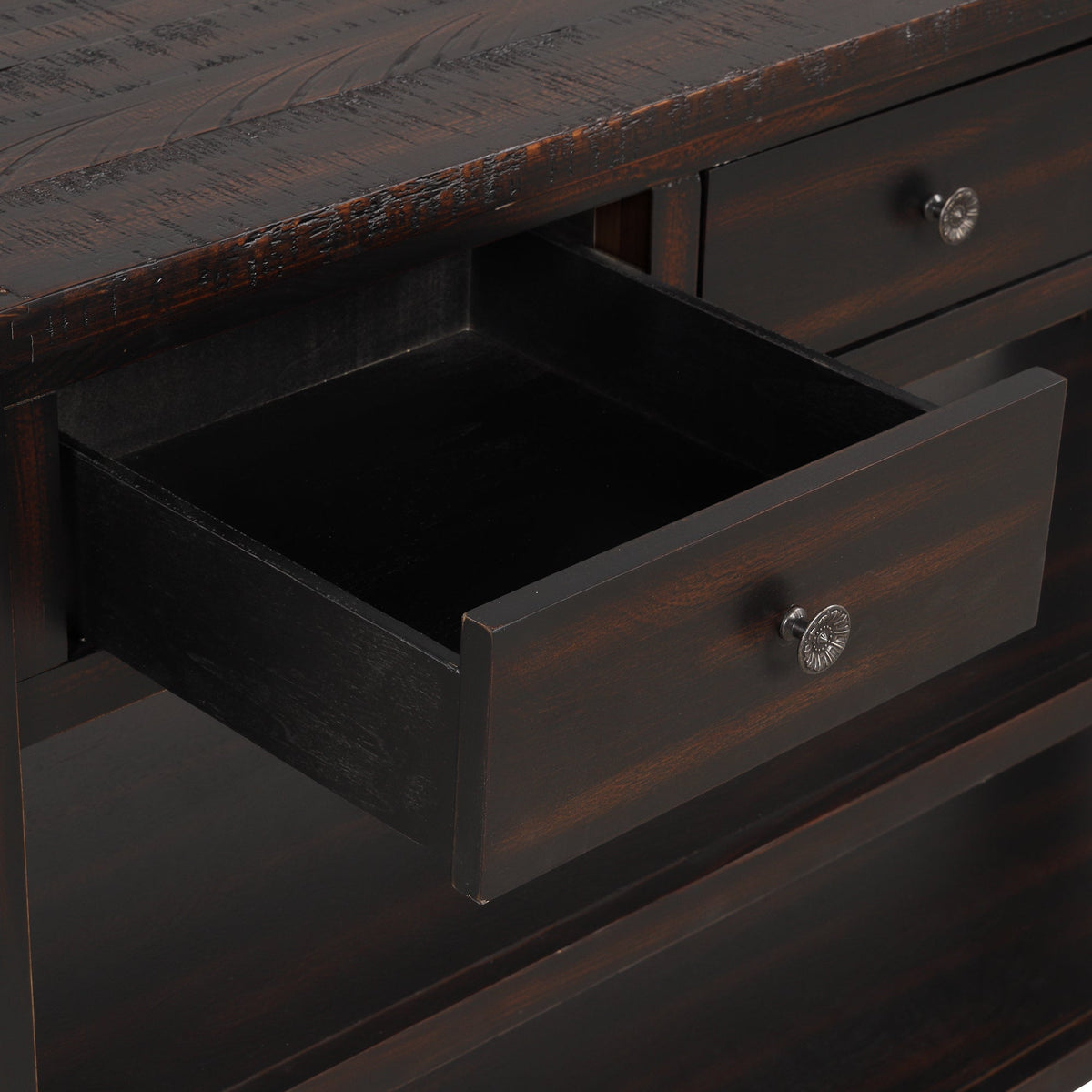 Modern solid pine top control console table(distressed black) - KiKiUMi