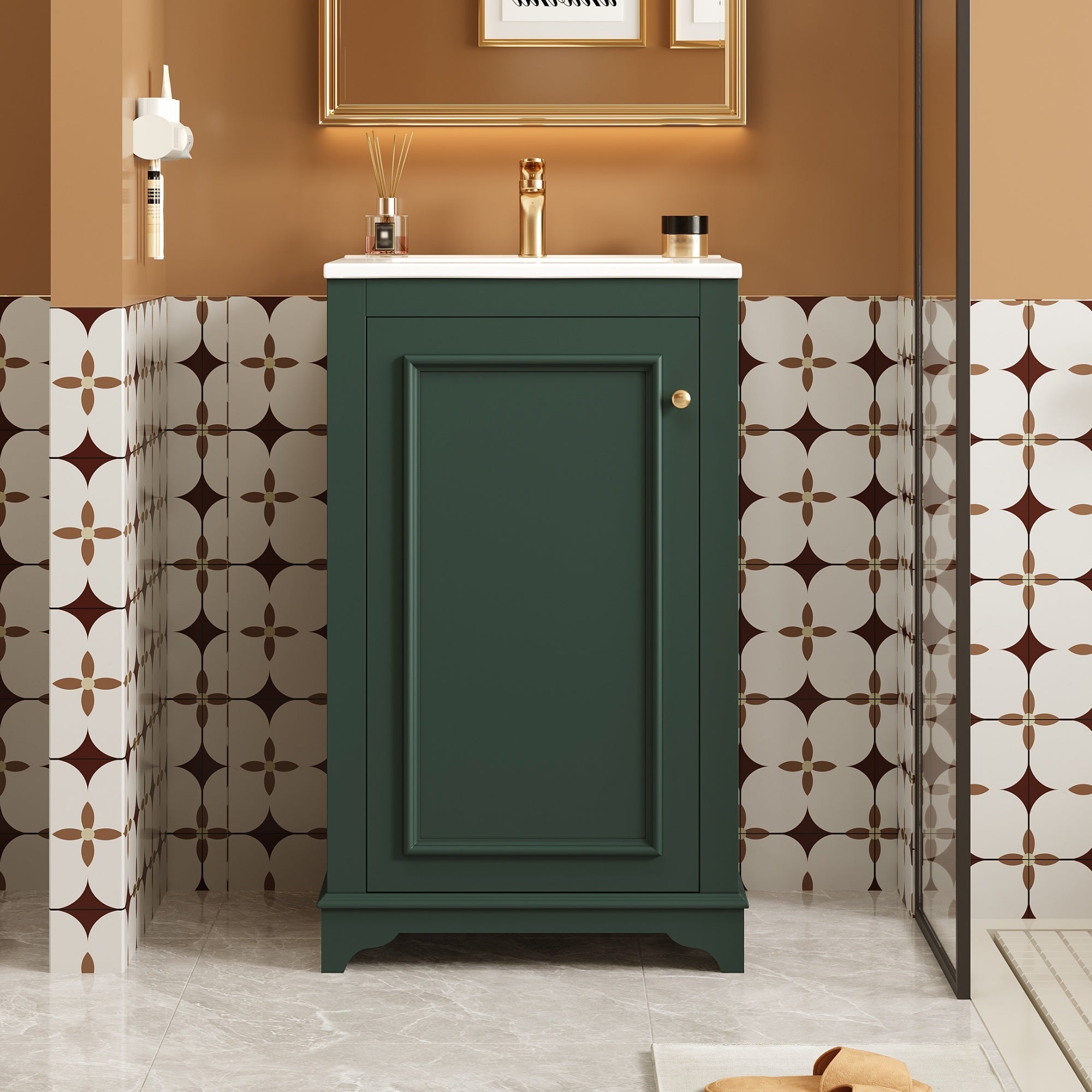 Modern style 20 - inch green ceramic sink bathroom dressing table - KiKiUMi