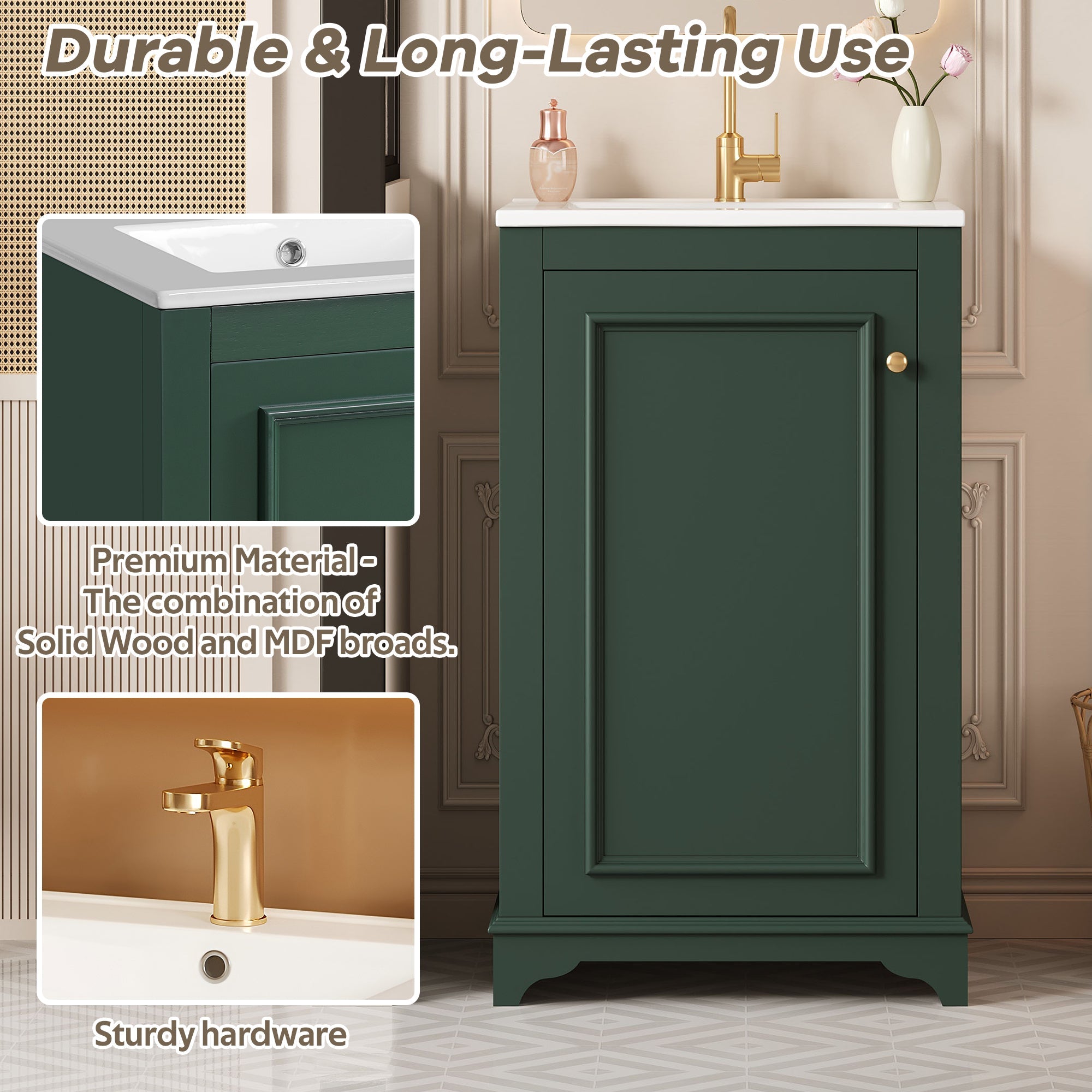 Modern style 20 - inch green ceramic sink bathroom dressing table - KiKiUMi