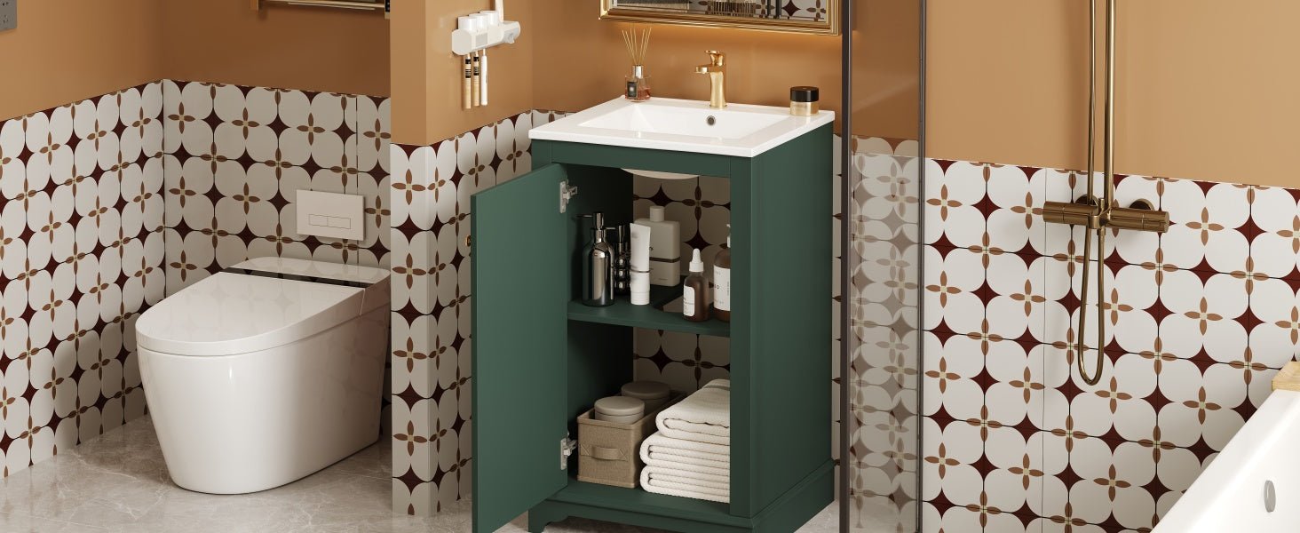Modern style 20 - inch green ceramic sink bathroom dressing table - KiKiUMi