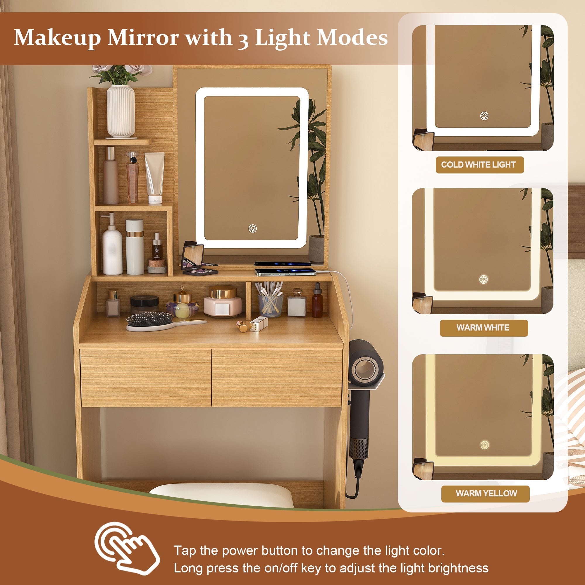 Multi - functional compact dressing table for a small bedroom - KiKiUMi