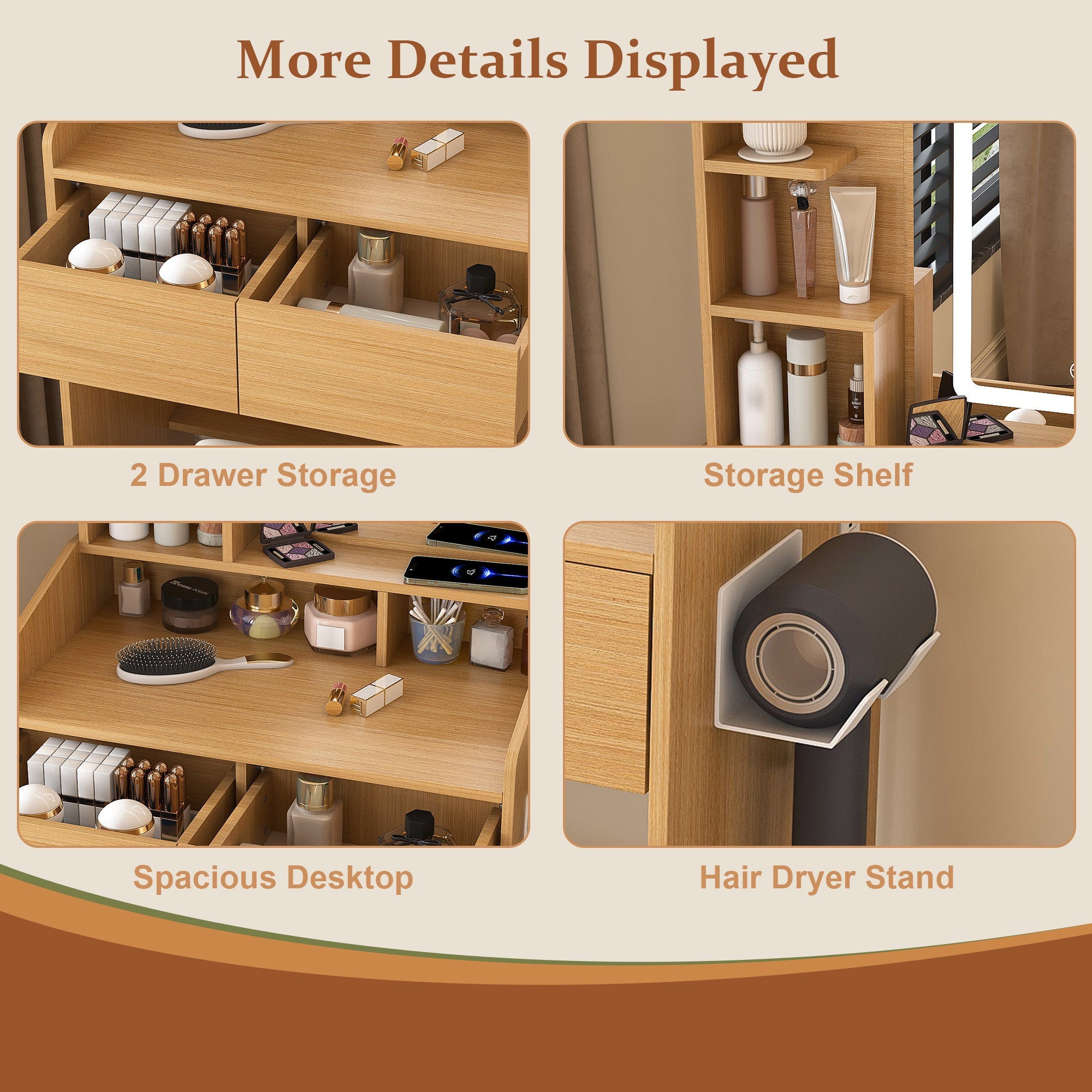 Multi - functional compact dressing table for a small bedroom - KiKiUMi
