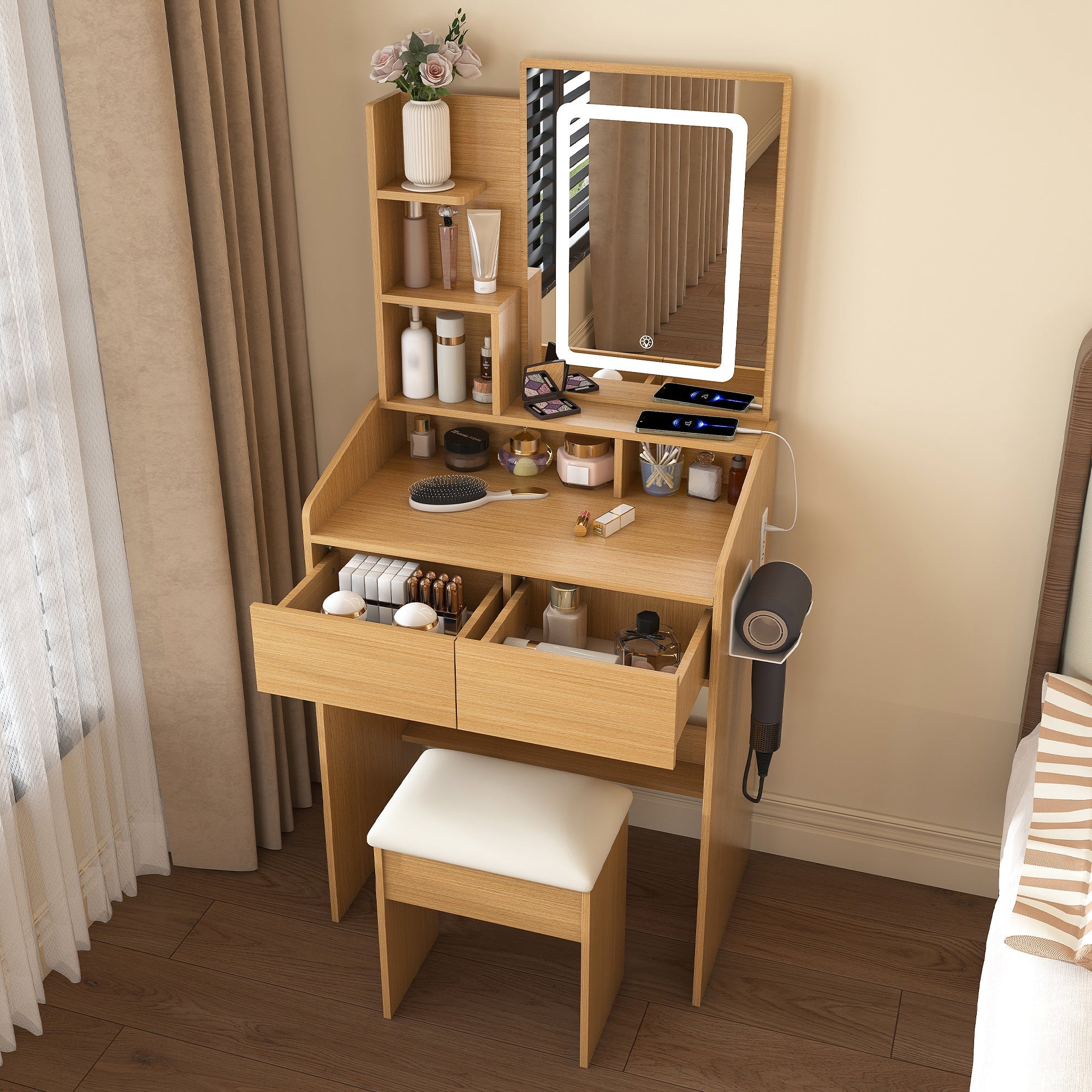 Multi - functional compact dressing table for a small bedroom - KiKiUMi