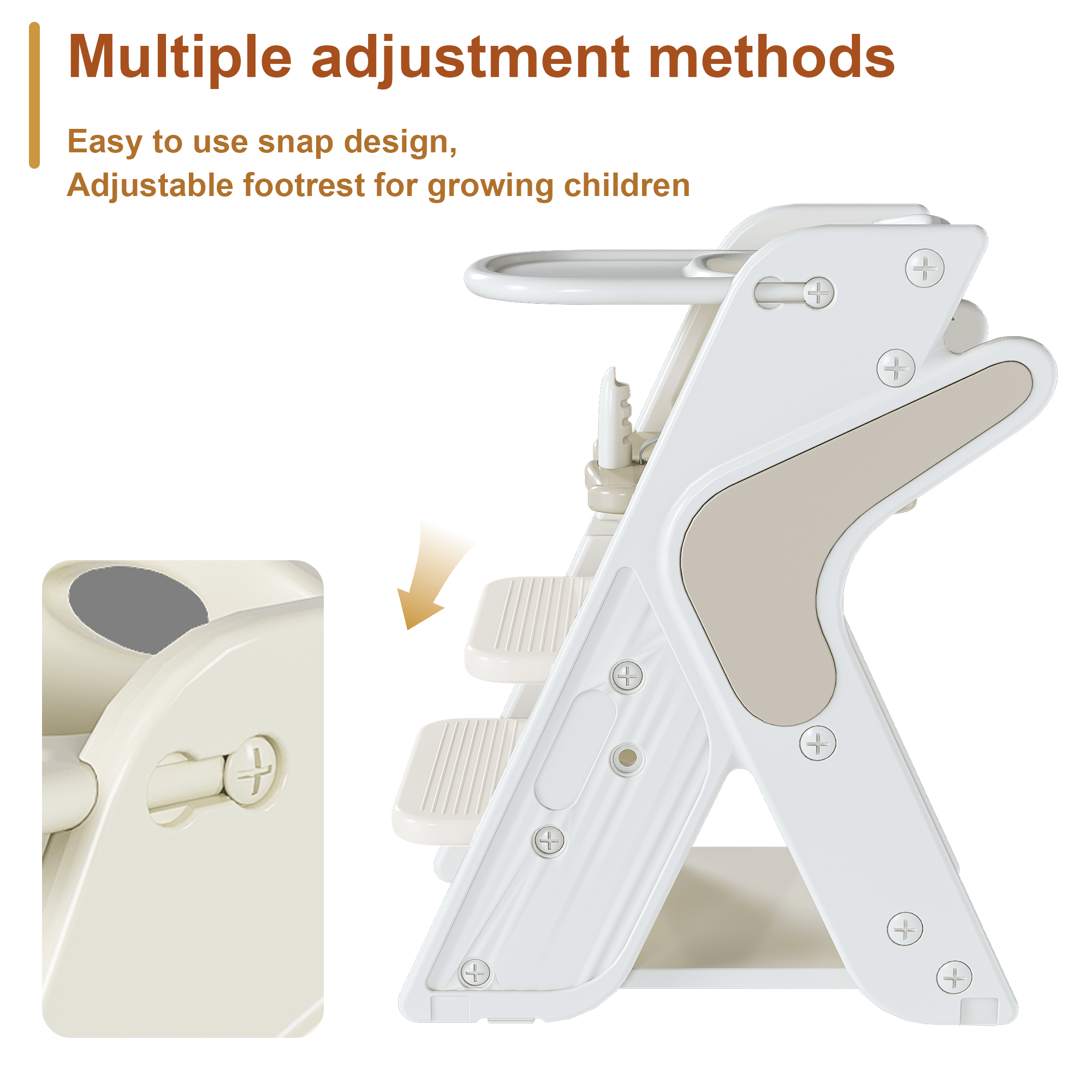 Multi - Functional Growing Up Dining Chair with Adjustable Height and Five - Point Seat Belts - KiKiUMi