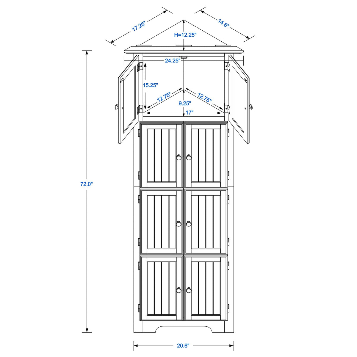 multi-functional high storage cabinet with a door and four shelves(black) - KiKiUMi